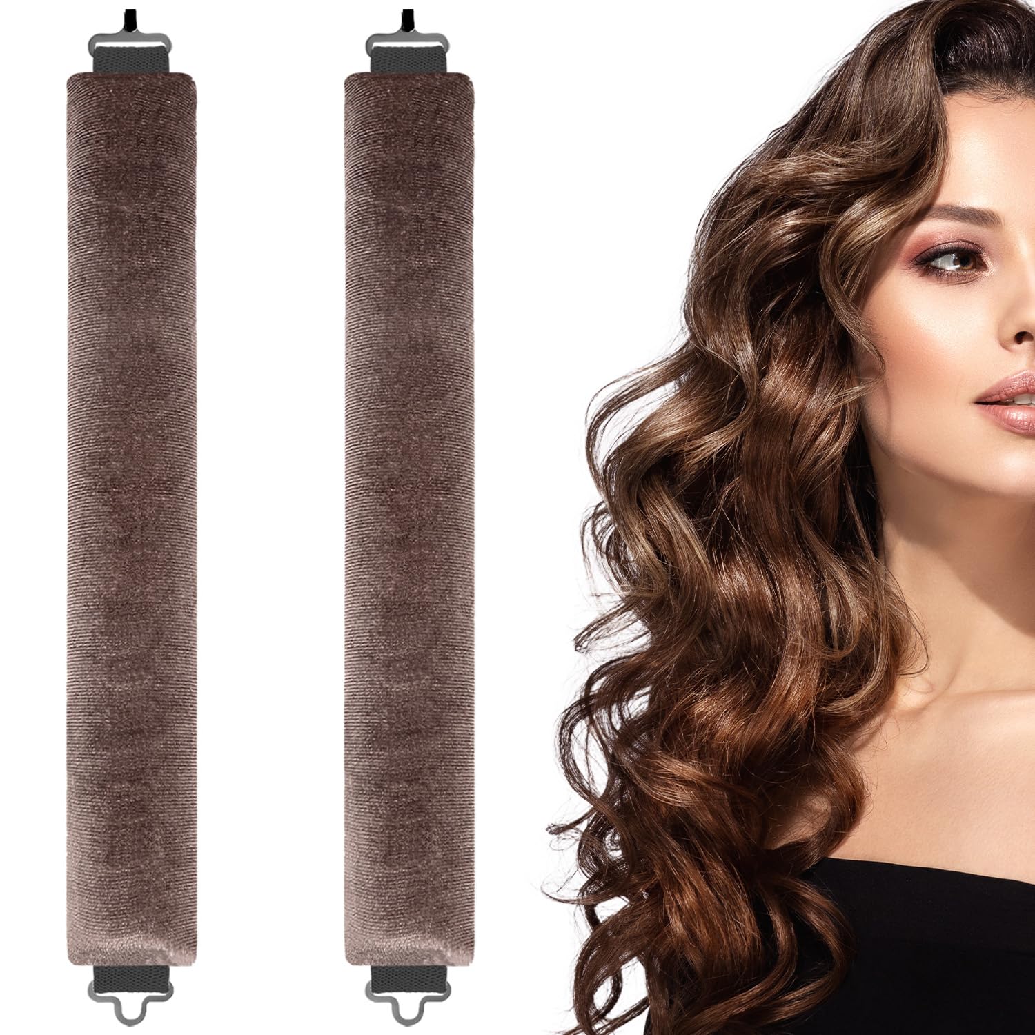 Heatless Curlers Headband - No Heat Overnight Curls for Long Hair (2Pcs-brown), 2PCS Brown, 1 count (Pack of 2)