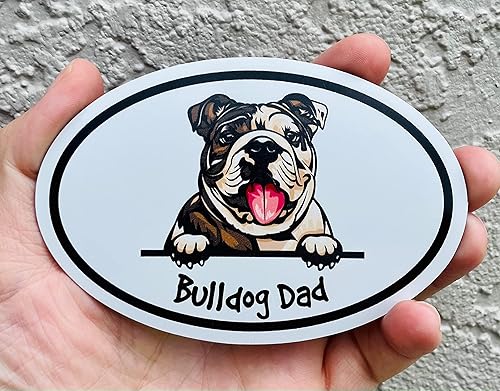 Miniatura 2 de WickedGoodz Imán ovalado de Bulldog Dad - Calcomanía magnética para automóvil de raza de perro