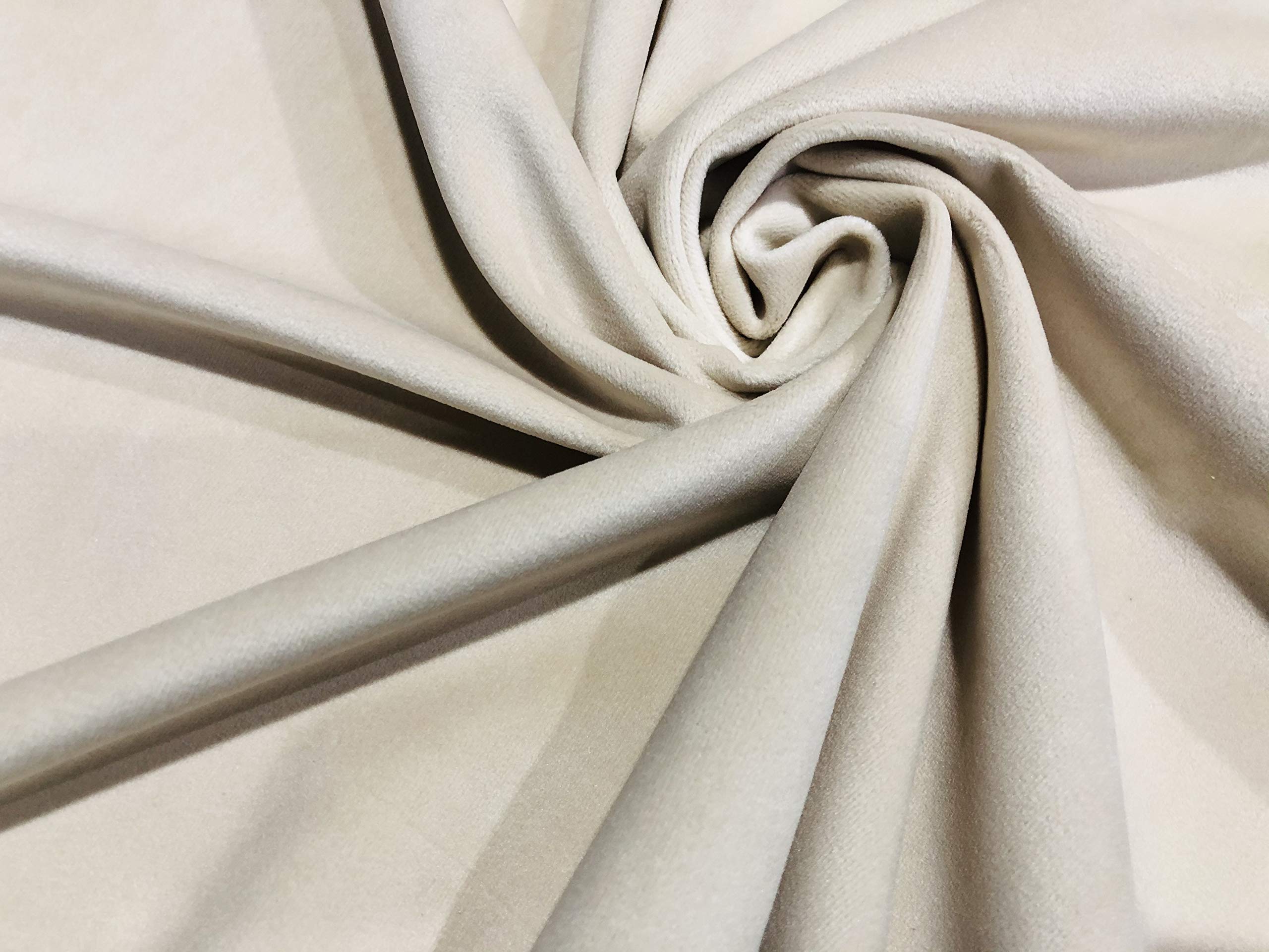 Lushfabric Cream Lux Velvet Fabric Super Soft Strong Velour Material Home Decor Curtains Upholstery Dressmaking - 150 Cm Wide - (Sold By The Metre)