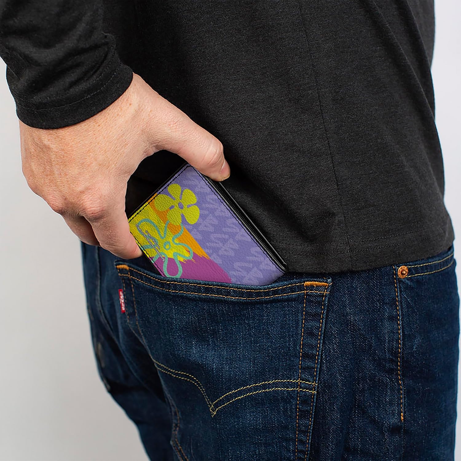 Buckle-Down Nickelodeon Wallet, Bifold, SpongeBob SquarePants Winking Pose Multi Color, Vegan Leather