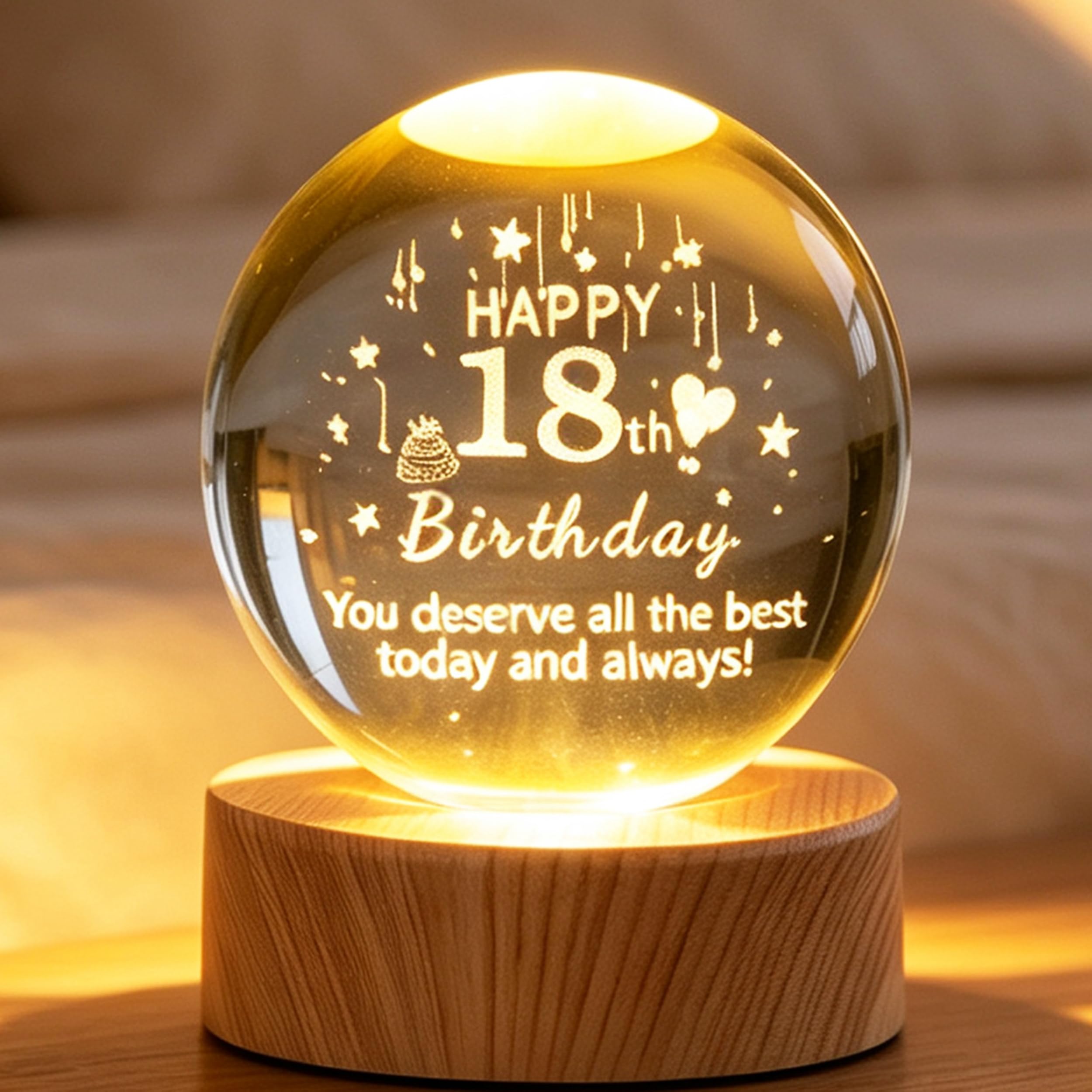 XIANNVXI 18th Birthday 3D Crystal Ball 60mm,18th Birthday Gift for Him Her