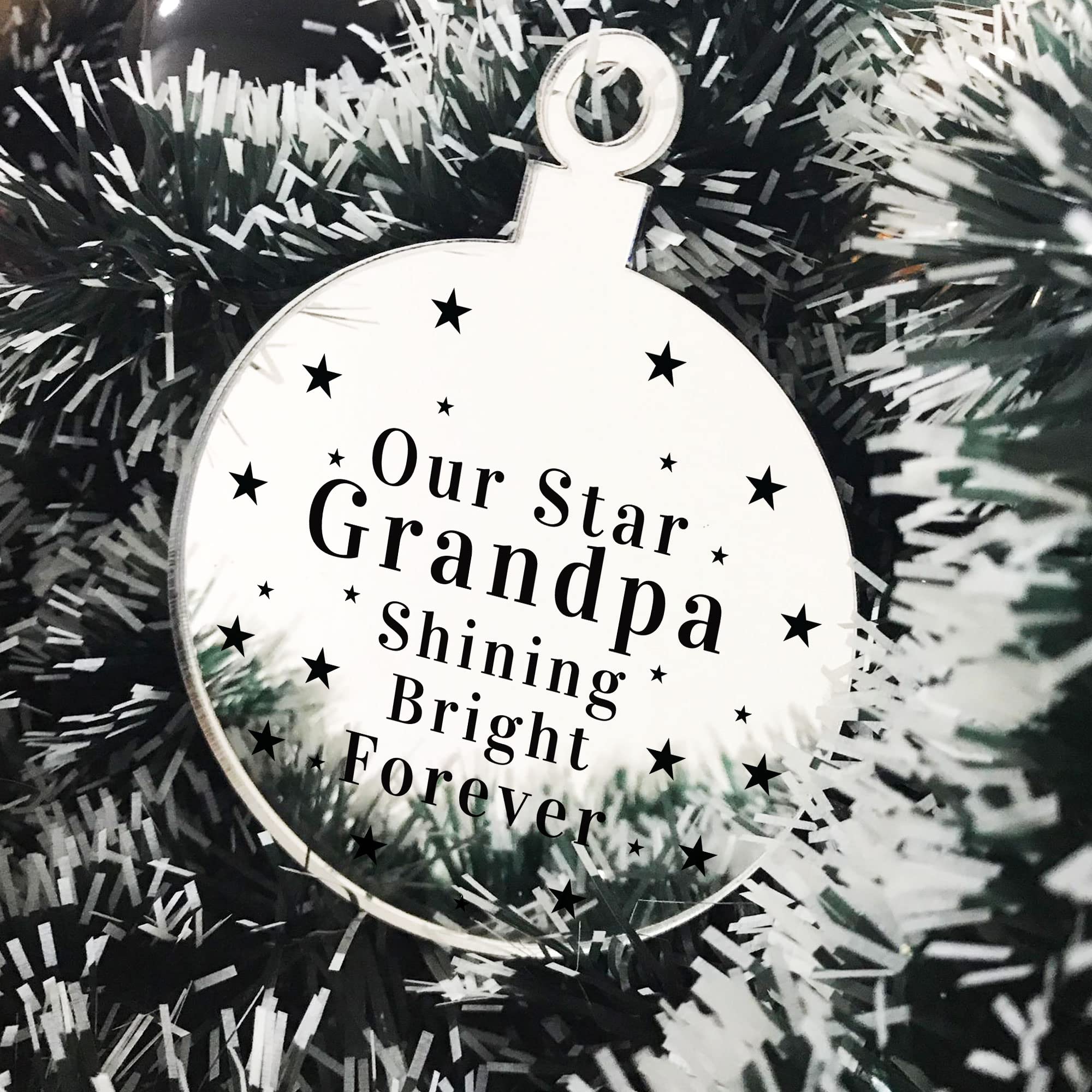 Red Ocean Silver Rememberance Christmas Tree Bauble Beautiful Grandpa Memorial Gift Ornament
