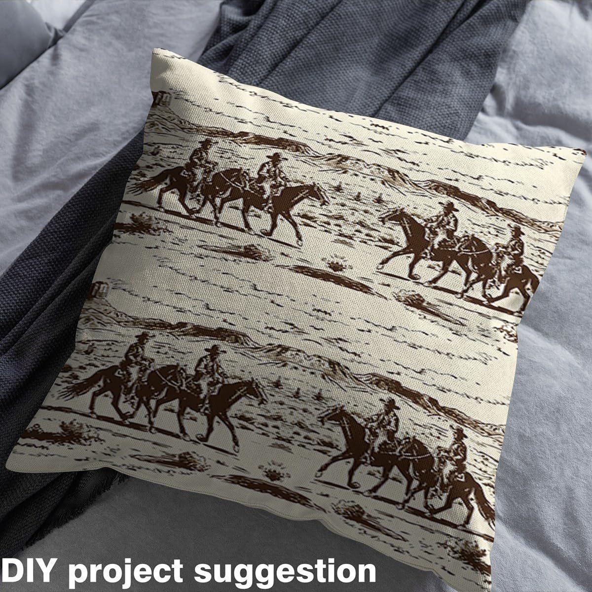 Homemissing Kinder Western Dekor Stoff Meterware 460x150cm Wild West Cowboy Polsterstoff für Stühle für Jungs Mädchen Cactus Dekorative Wasserdichter Patchwork Stoffe Braun Stoffpaket