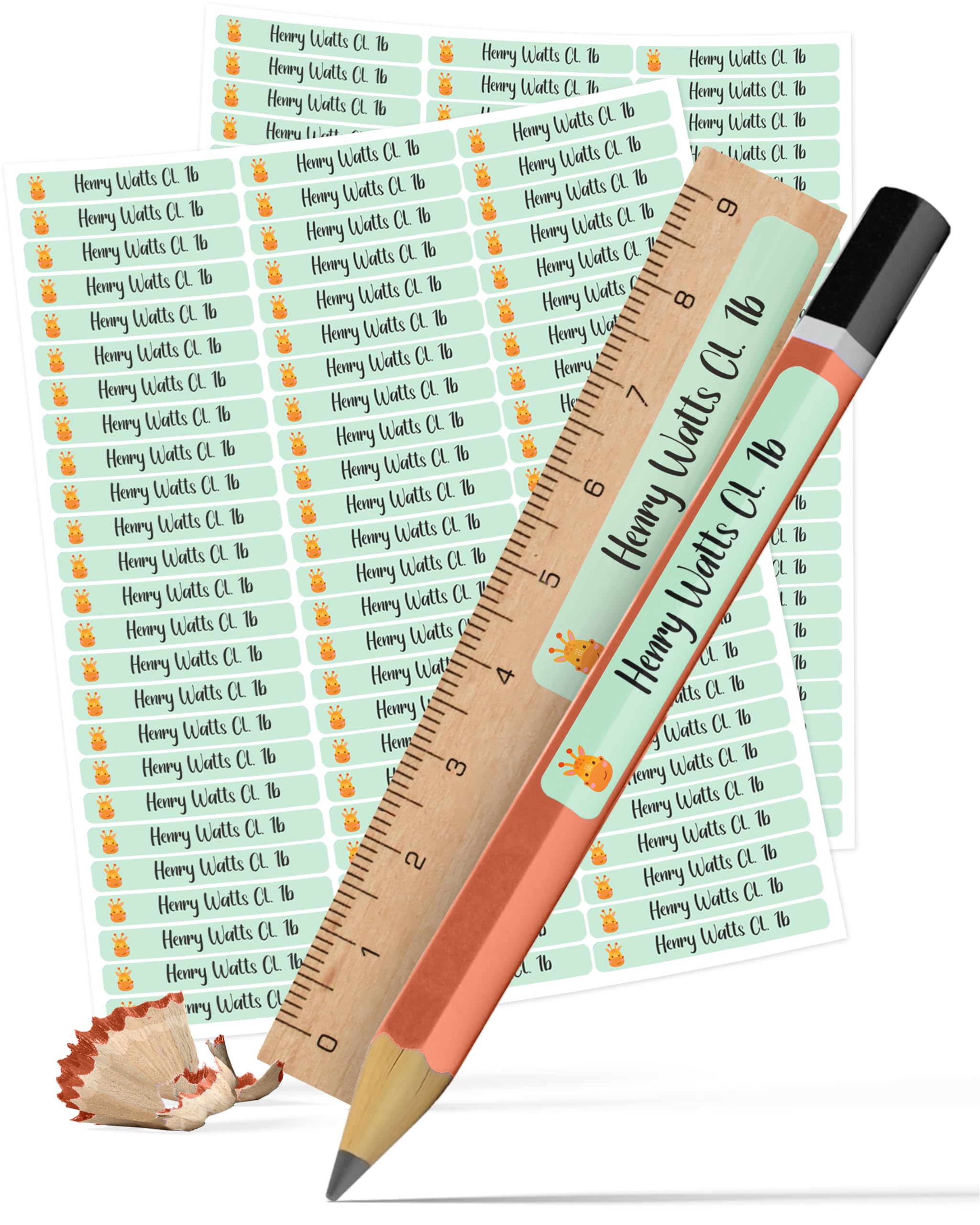 StiKiddo® 150 Premium Name Stickers for Kids in School - Personalised Sticky Labels, Ideal for Pens, Pencils & School Supplies - Green — image 1