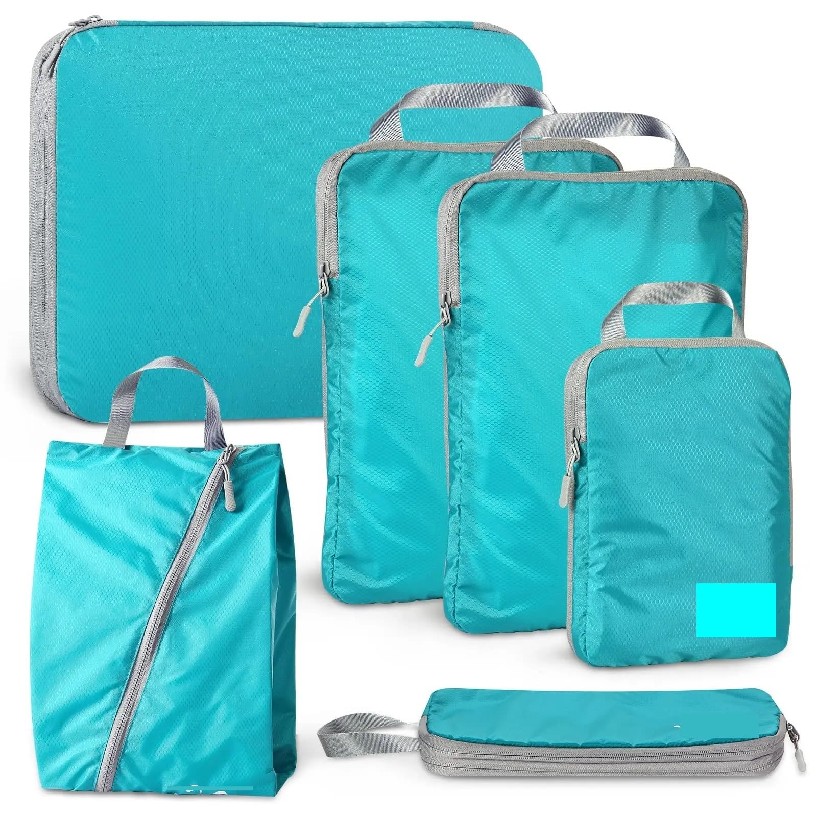 Packing Cubes for Suitcase 4/6PCS Travel Compression Packing Cubes Luggage Organizer Pouch Foldable Suitcases(6PCS blue)