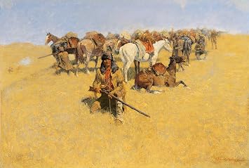 WONDERFULITEMS an Old-Time Plains Fight Soldiers Indian Horses American West 1904 Painting by Frederic Remington 11" X 16" Image Size Repro Canvas Rolled Up