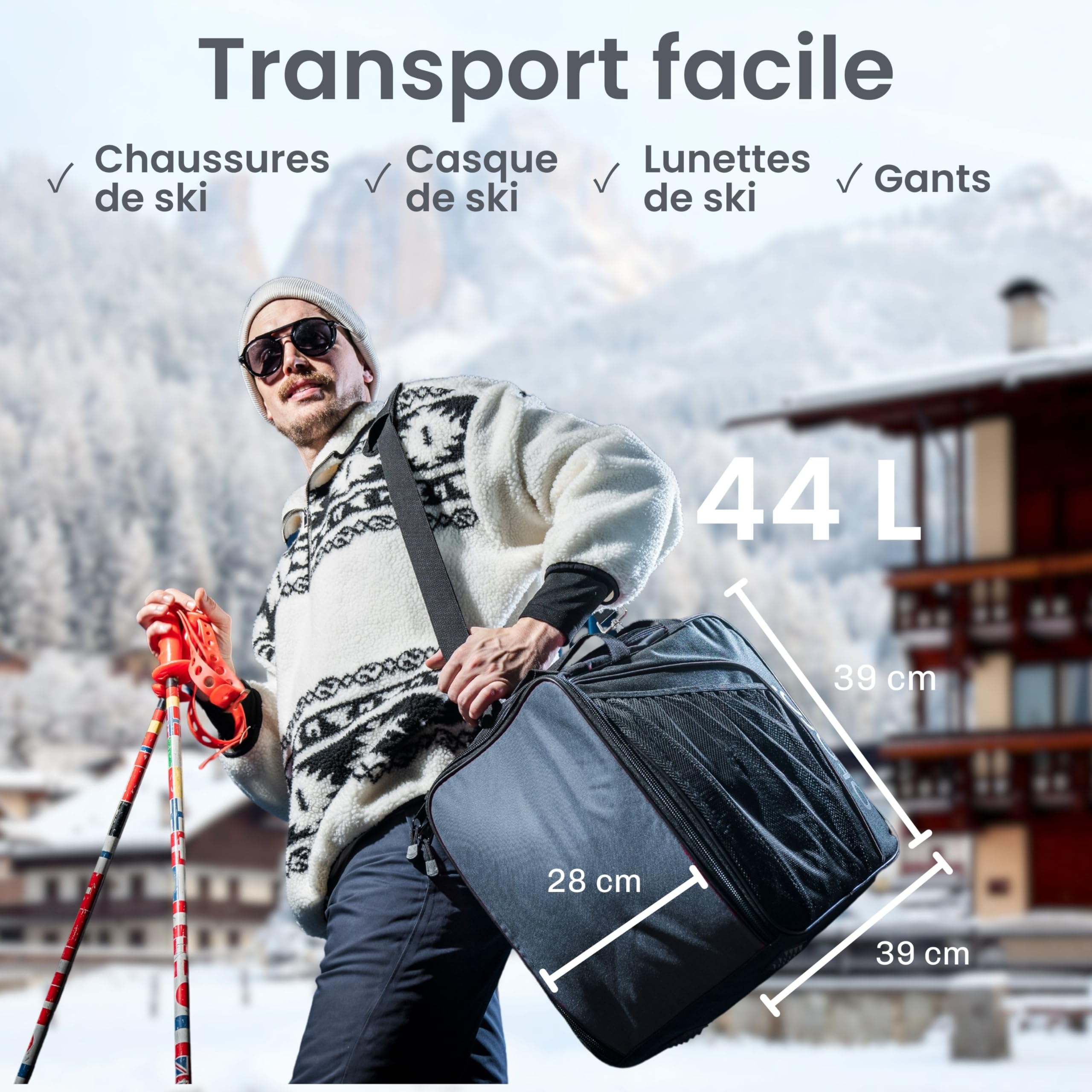 Otaro Premium Skischuhtasche mit Helmfach XL | Innovative Raumaufteilung & Hochwertige Verarbeitung |Deutsches Start-Up Unterstützen! Nie Mehr Chaos beim Skiequipment - Skischuhe-Tasche-Skitasche-Ski