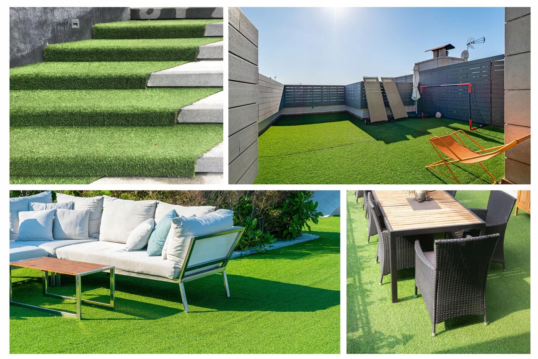 Kunstrasenteppich Outdoor 100x150 cm, Rasenteppich für Balkon und Garten, Kunstrasen Soul als natürlich 28mm grün - gelb, Artificial Grass, Wasserdurchlässig Kunstrasen Rollrasen mit Meterware