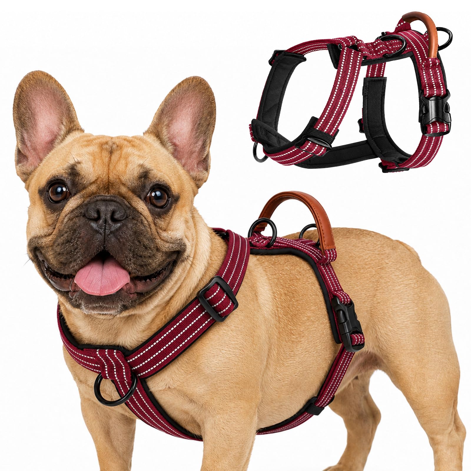 Olcyren No Pull Adjustable Reflective Dog Harness with Front Clip & Handle