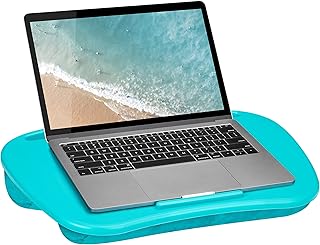 LapGear Mydesk Lap Desk with Device Ledge and Phone Holder - Turquoise - Fits Up to 15.6 Inch Laptops - Style No. 44449