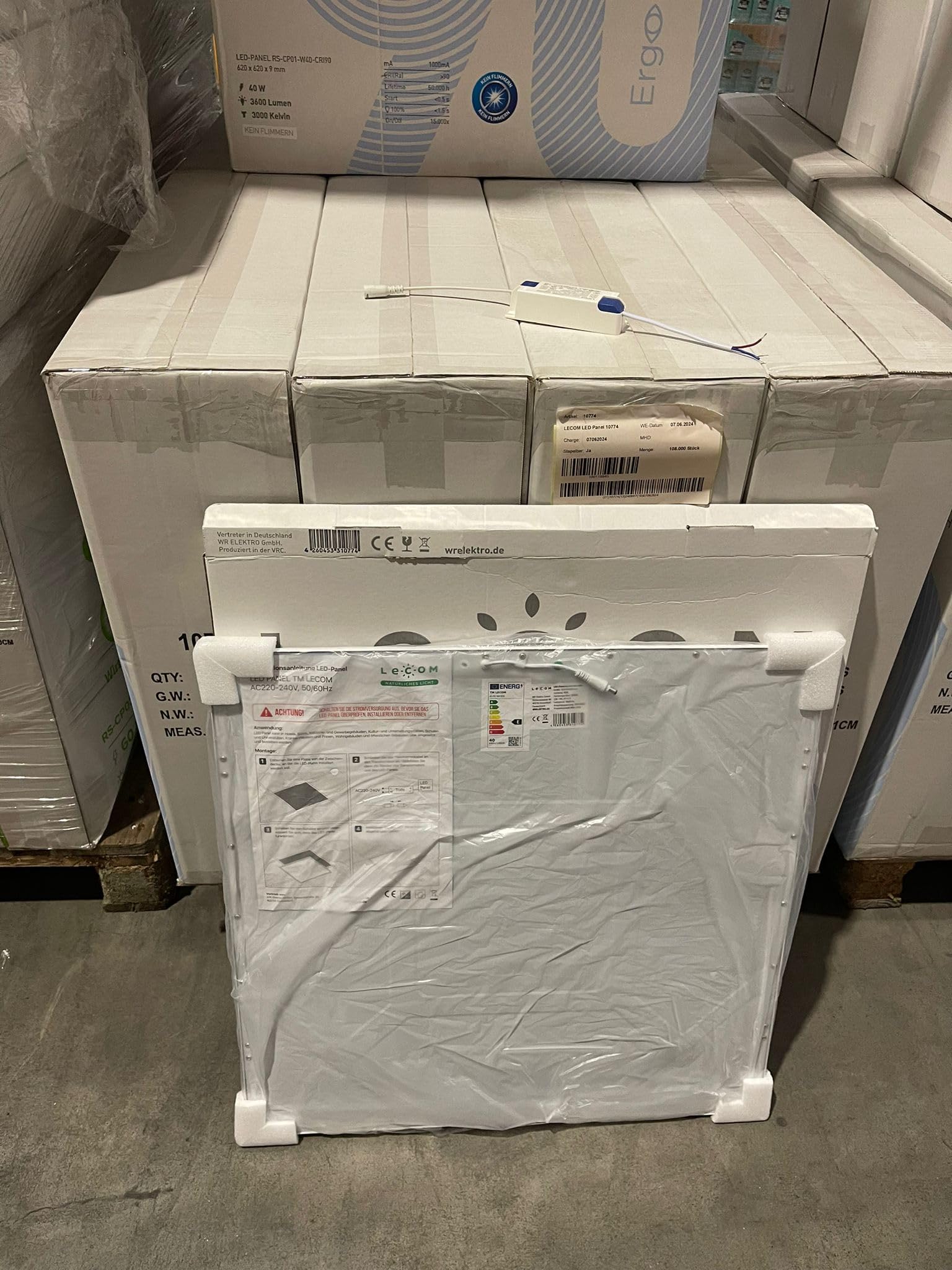 LECOM 6x LED Panel 62x62 Kaltweiß 6000K CRI90 Deckenleuchte für Rasterdecke | LED Panel Tageslicht mit hoher Farbtreue. Ideal für Fotostudio, Atelier, Labor, Werkstatt, Apotheke und Prüfraum.
