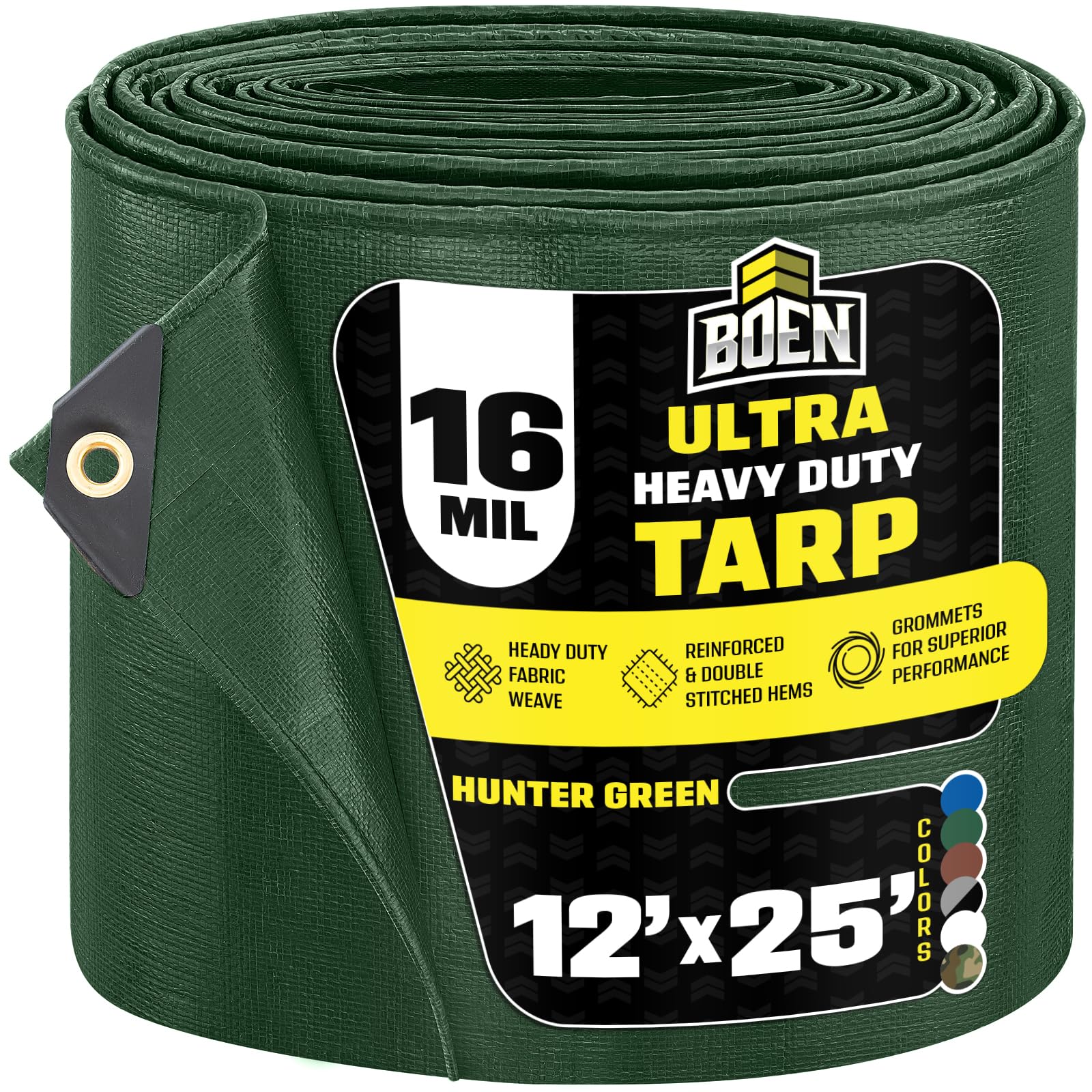 Ultra Heavy Duty Tarp Waterproof Large Cover | Hunter Green, 12' x