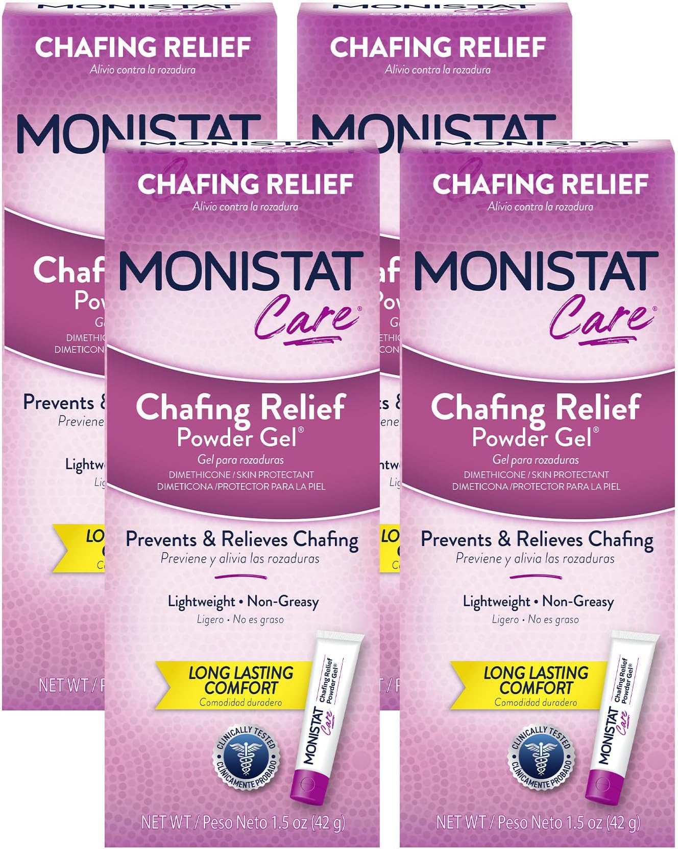 Monistat Chafing Relief Powder Gel, Long-Lasting Anti-Chafing Protection for Bikini Area, Thighs and Bra Lines, 1.5 Oz, Pack of 24
