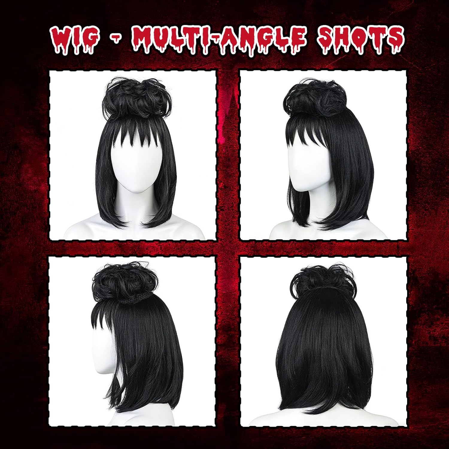 4PCS Women Lydia Deetz Costume Dress Beetle Bride Red Wedding Dress Wig Gloves Cosplay Gothic for Adult Halloween - Image 5