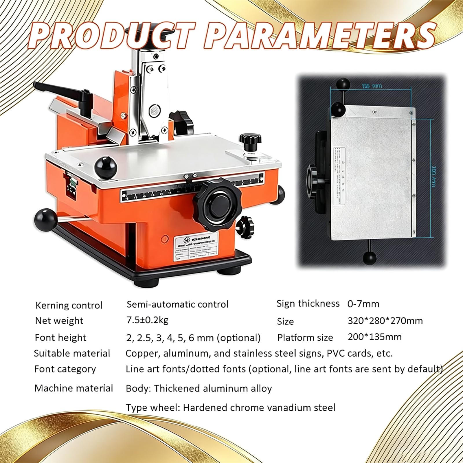 Stanzmaschine Für Metallschilder, Manuelle Stanz- Und Markiermaschine Mit Koffer Für Inventaretiketten, Geräteanhänger, Ausweise, Metallstanzset 6mm