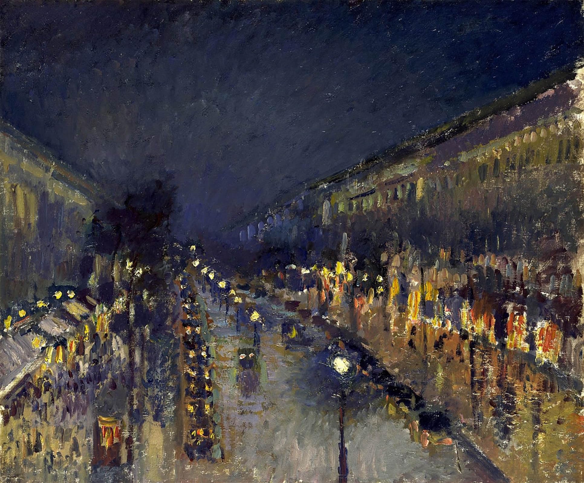 ARTXLXXBN Famous Painting Art Wall Decor Abstract Art Picture the Boulevard Montmartre At Night by Camille Jacob Pissarro Animal Pictures for Home Decor 60x90cm