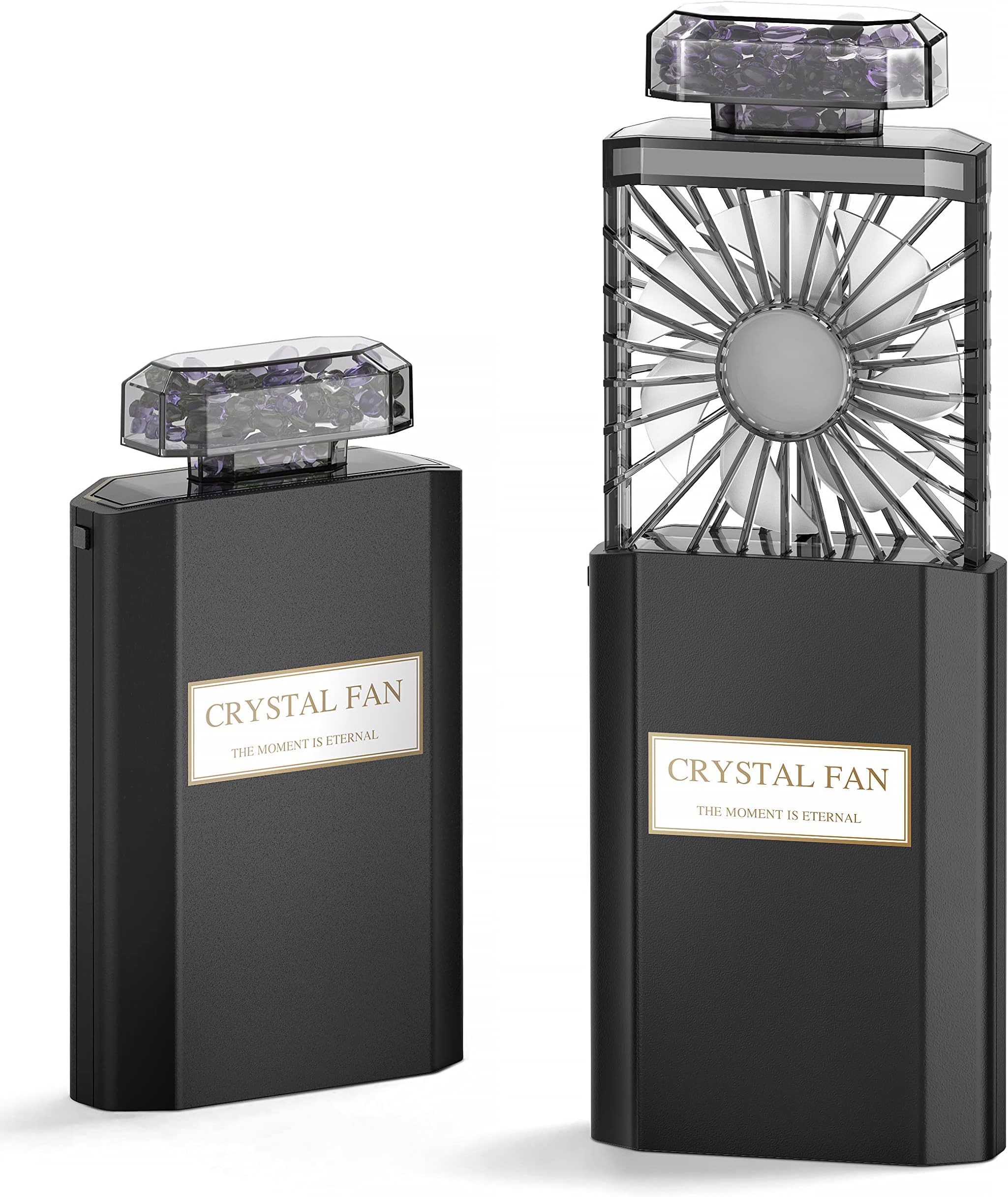 Lady Handheld Fan, Rechargeable Small Personal Fan with 3 Speeds Setting, Powerful Quiet Pull-out Portable Fan, Mini Cooling Desk Electric Fan Safe for Girls Woman Office School Working Home - Black