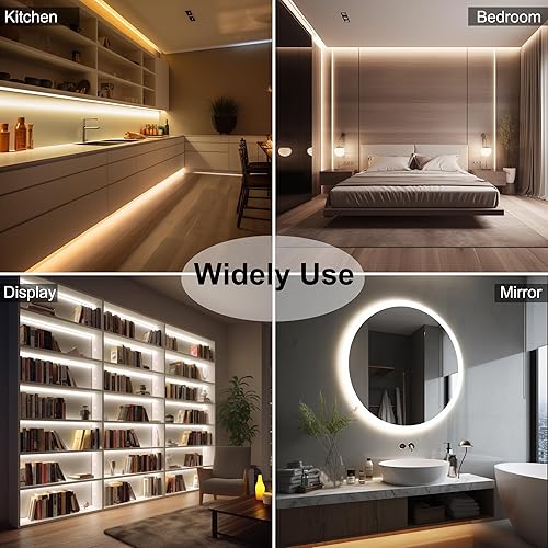 Miniatura 6 de CCT COB - Tira de luces LED COB, 65.6 pies, regulable, 2700K-6500K, 24V, sintonizable, kit de tira de luz LED blanca, tiras LED CRI de alta densidad