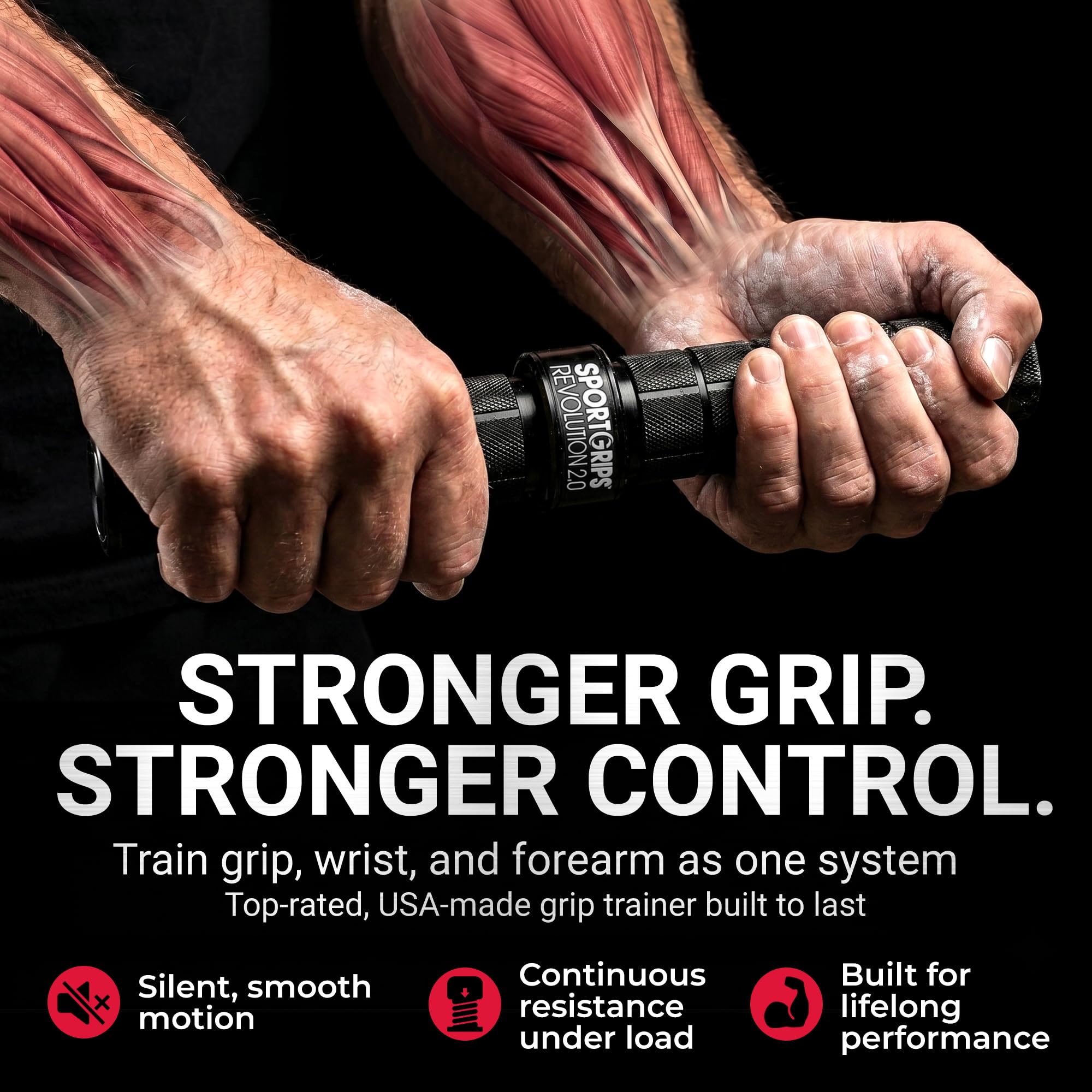 Sportgrips Sidewinder Revolution 2.0 Adjustable Grip Trainer USA Made | Anodized Aluminum Wrist Strengthener with Adjustable Resistance for Grip-Forearm Training Endurance and Sports product thumbnail 4