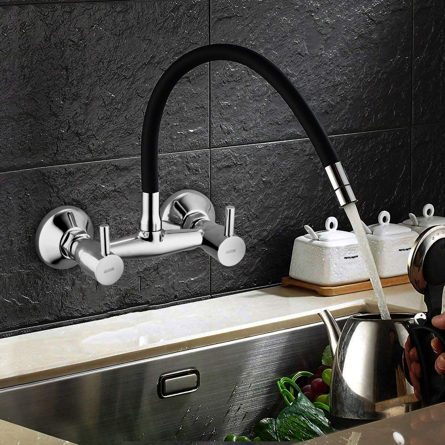 ALTON GRC3840, Brass, Sink Mixer with Flexible Swivel Spout, Chrome Finish 1