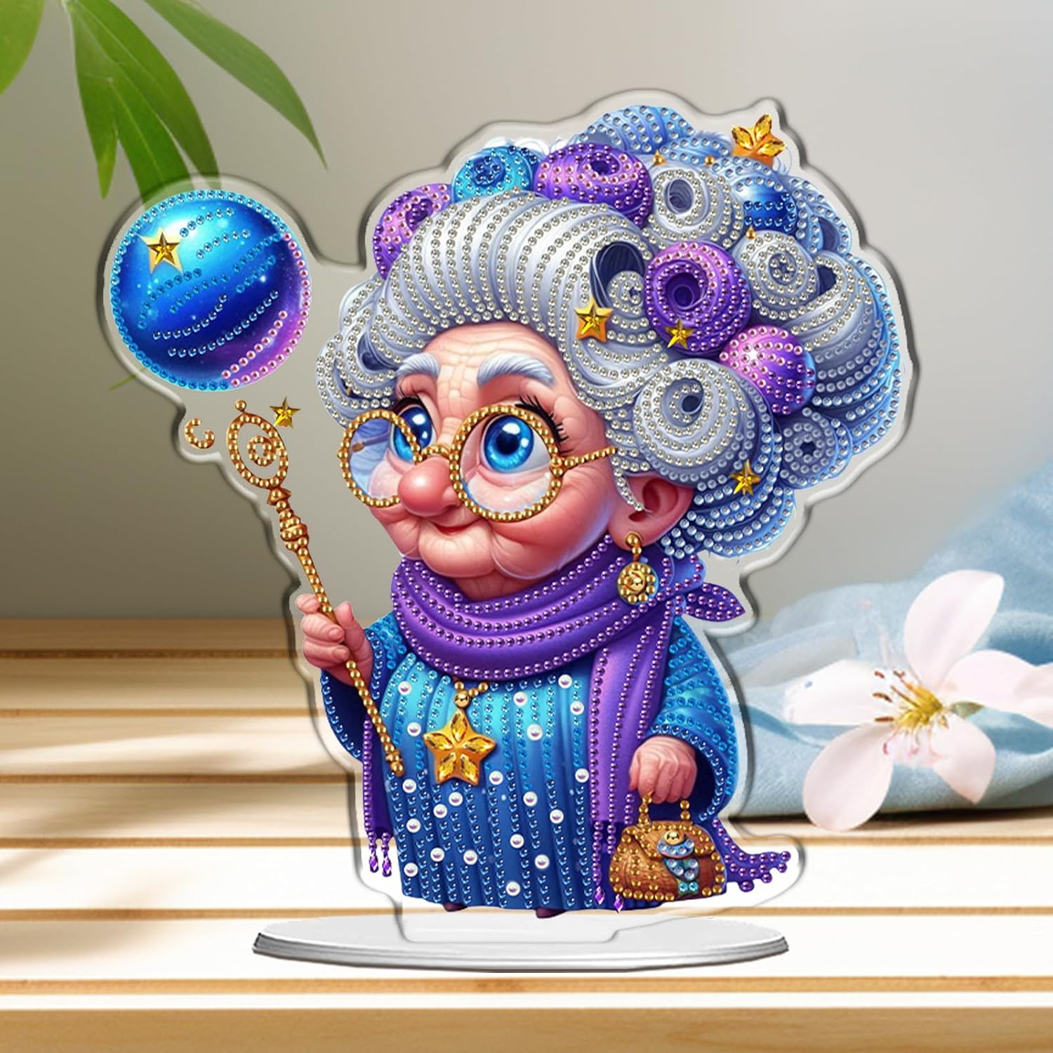 C'eitura DIY Diamond Painting Desktop Ornament - Double Sided Crystal Art Rhinestone Tabletop Decor, Magic Grandma Series Crafts Kit for Adults & Beginners, Home Office Table Decoration Gift, Acrylic image 2