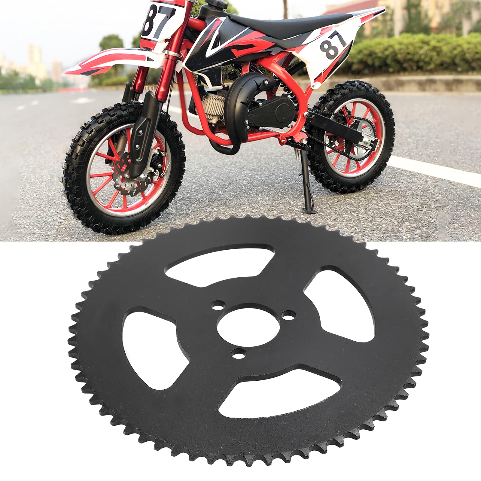 Tylna zębatka łańcuchowa T8F 64T, 3 otwory 29mm tylna zębatka motocyklowa 29mm stalowa przenośna dla 47cc 49cc mini silnik atv quad Pit Dirt Motard Bike