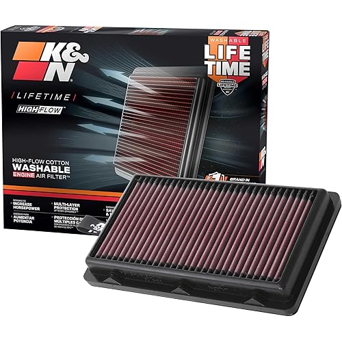 K&N High-Flow Original Lifetime Engine Air Filter: Increase Power: Washable: Compatible with HYUNDAI/KIA: Santa Cruz, Santa FE, Sonata, Staria, Tucson, Carnival, K5, Sedona, Sorento, Sportage, 33-5108