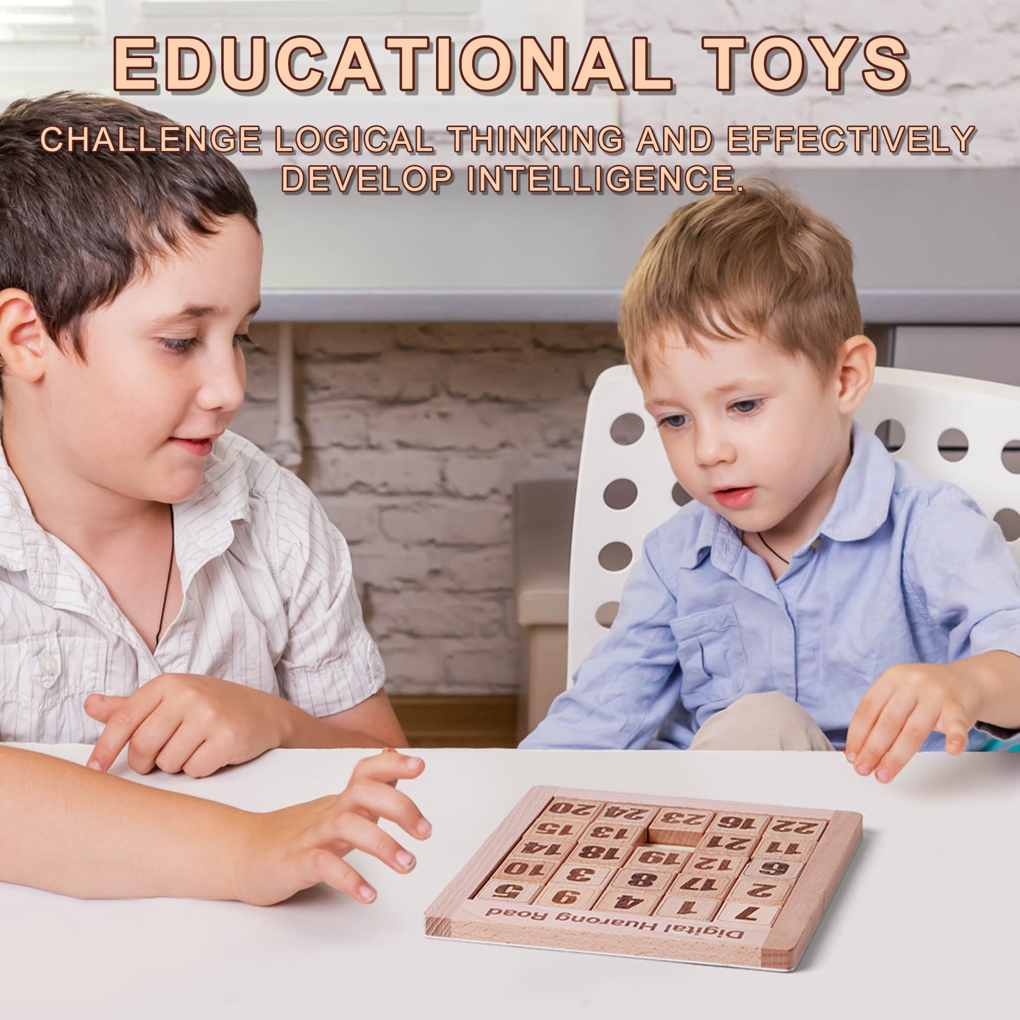 AIUAZA Drewniane puzzle przesuwne, łamigłówki do gry tangram, puzzle sekwencyjne, gra planszowa, zabawka edukacyjna dla dzieci i dorosłych (rozmiar 1-8 prób)