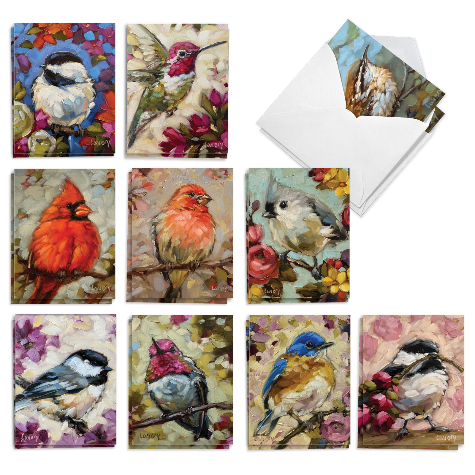 The Best Card Company Lot de 20 cartes de remerciement assorties 10 x 13 cm avec enveloppes (10 motifs, 2 de chaque) Bold Birds AM10347TYG-B2x10