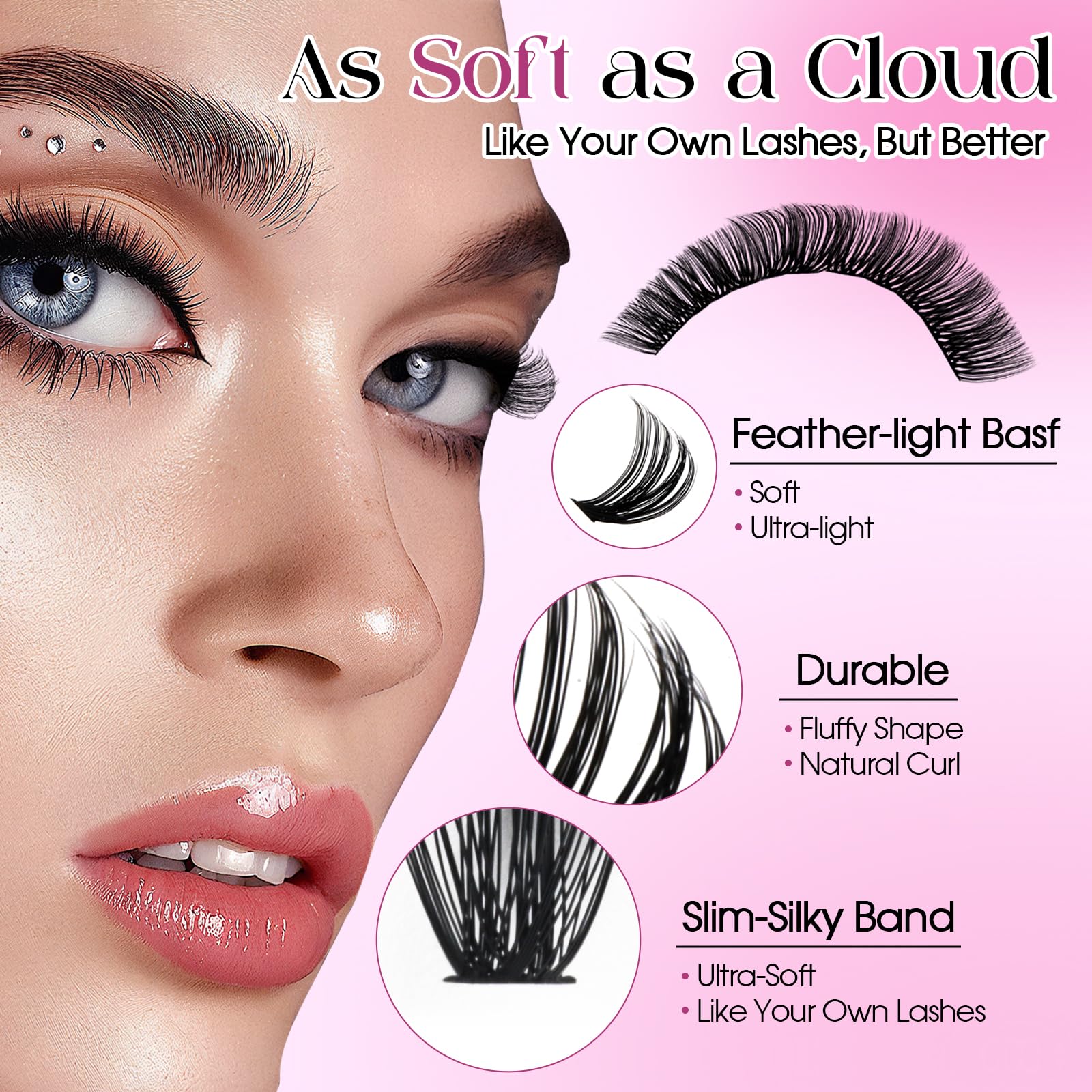 WENDY LASHES Clusters Kit D Curl DIY Wimpern Fluffy Lash Clusters