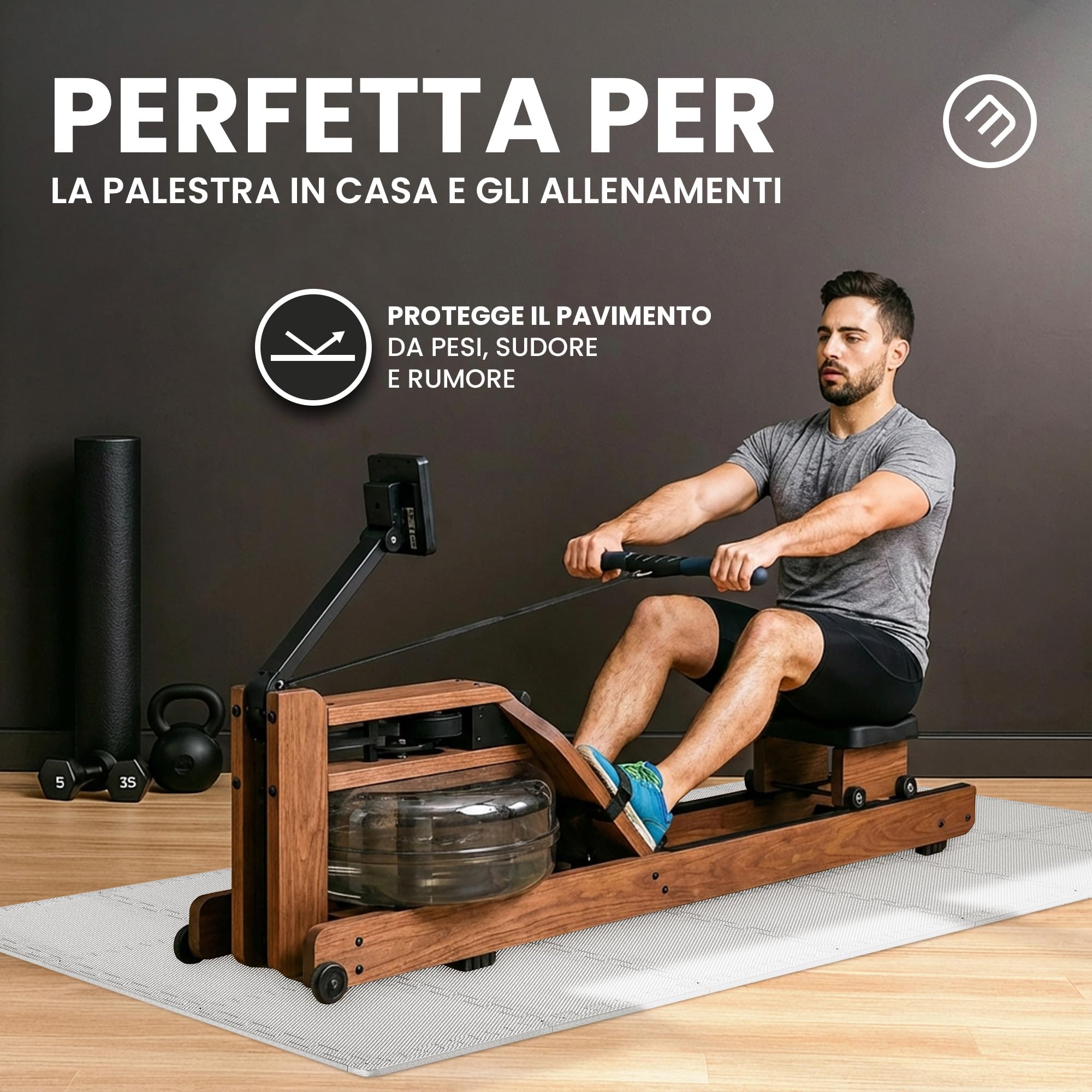 Tappeto da ginnastica a puzzle – set di 18 pezzi | superficie di protezione per pavimenti | materassino per palestra, workout, fitness | tappetino facile da pulire | efficace contro i liquidi e urti