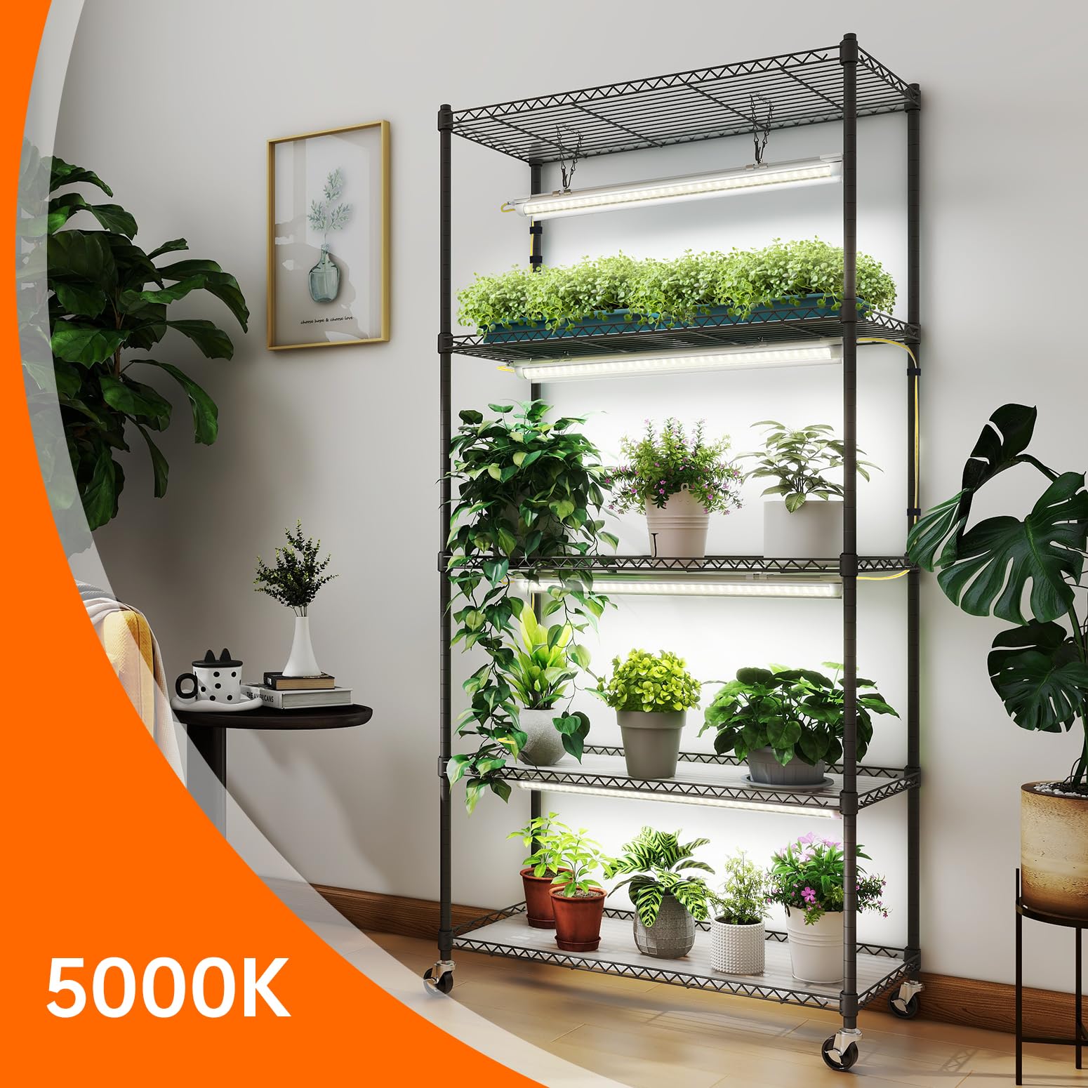 Support Plantes Intérieur 8 Niveaux Métal - Forme S 157cm - Étagère Design