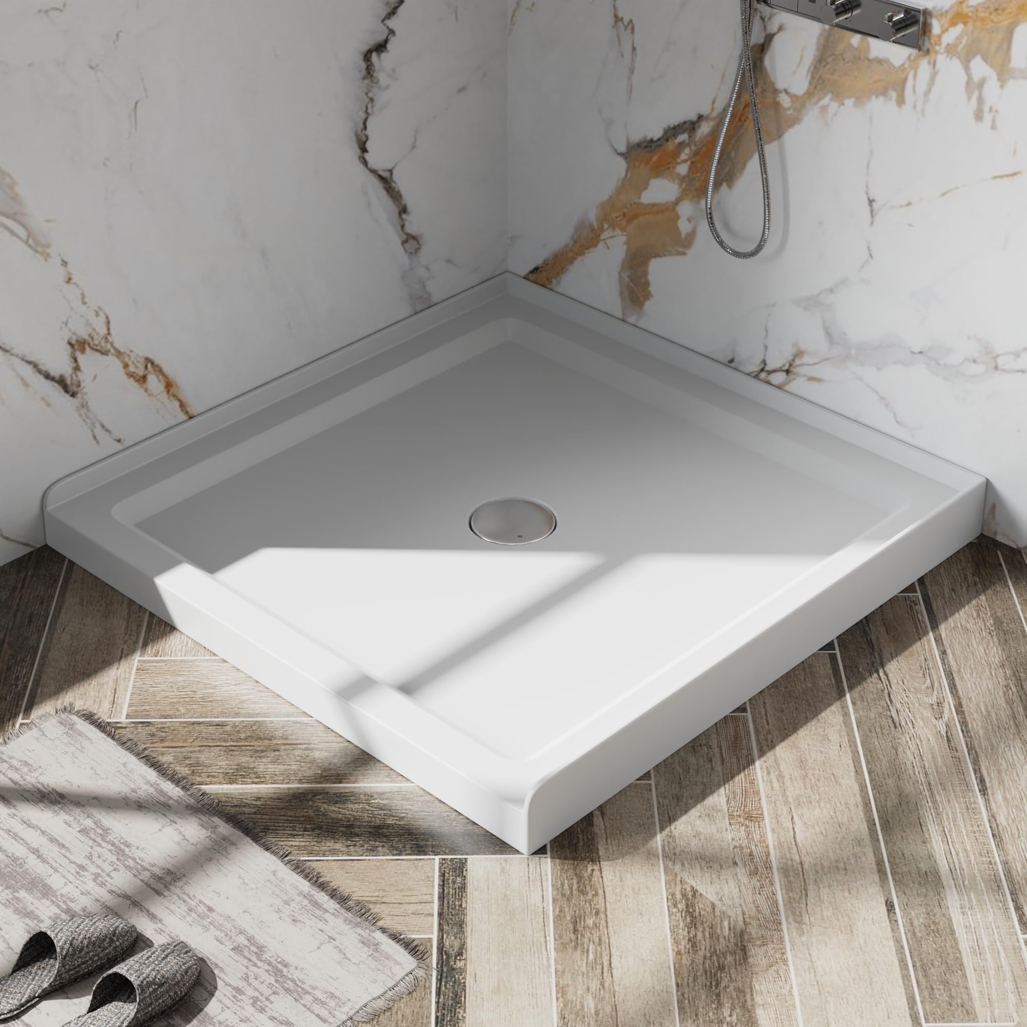 Shower pan,Goodyo 36' x 36' Shower Base Single Threshold Center Drain Shower Pan in White