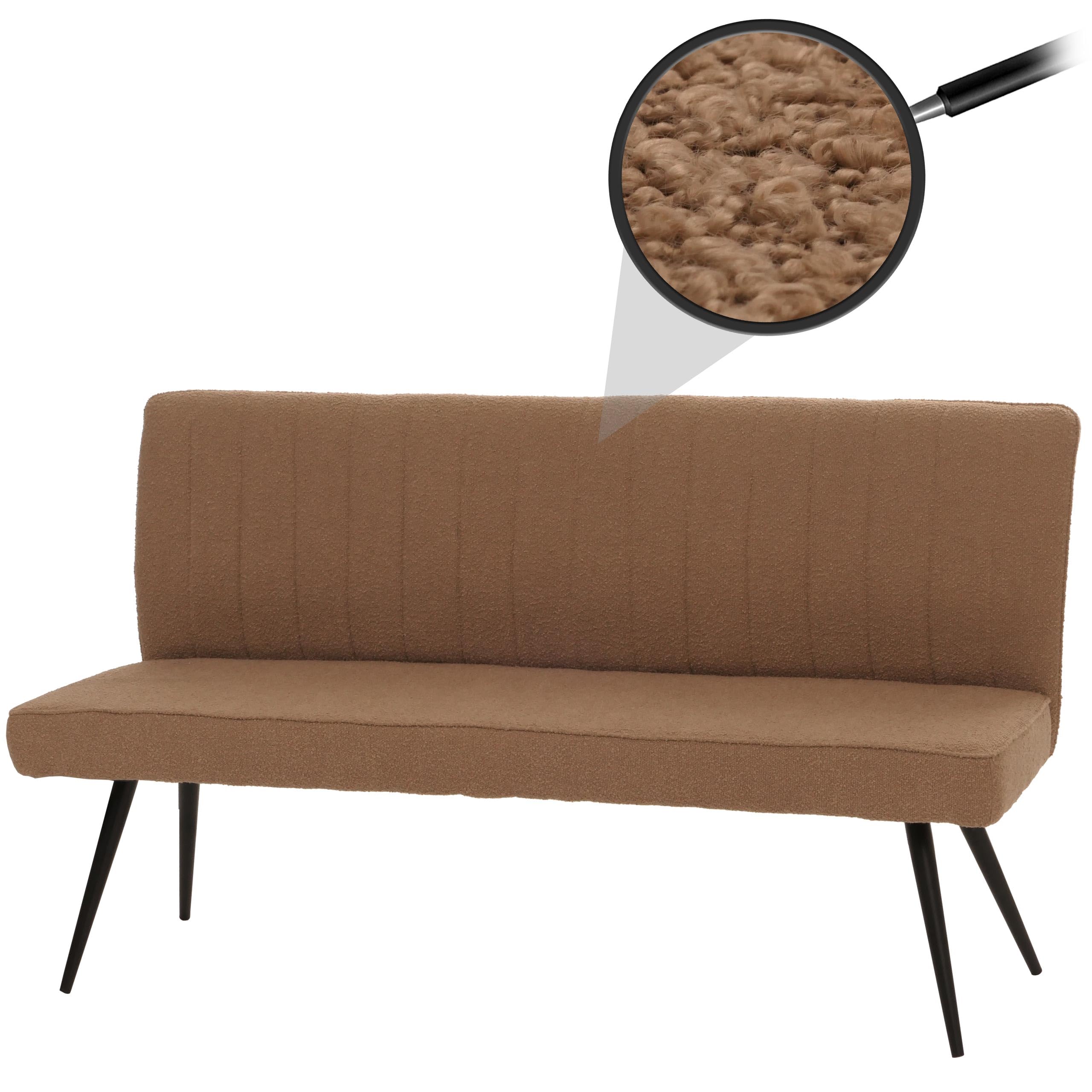 Mendler Banc HWC-K16 bouclé métal 160cm Brun
