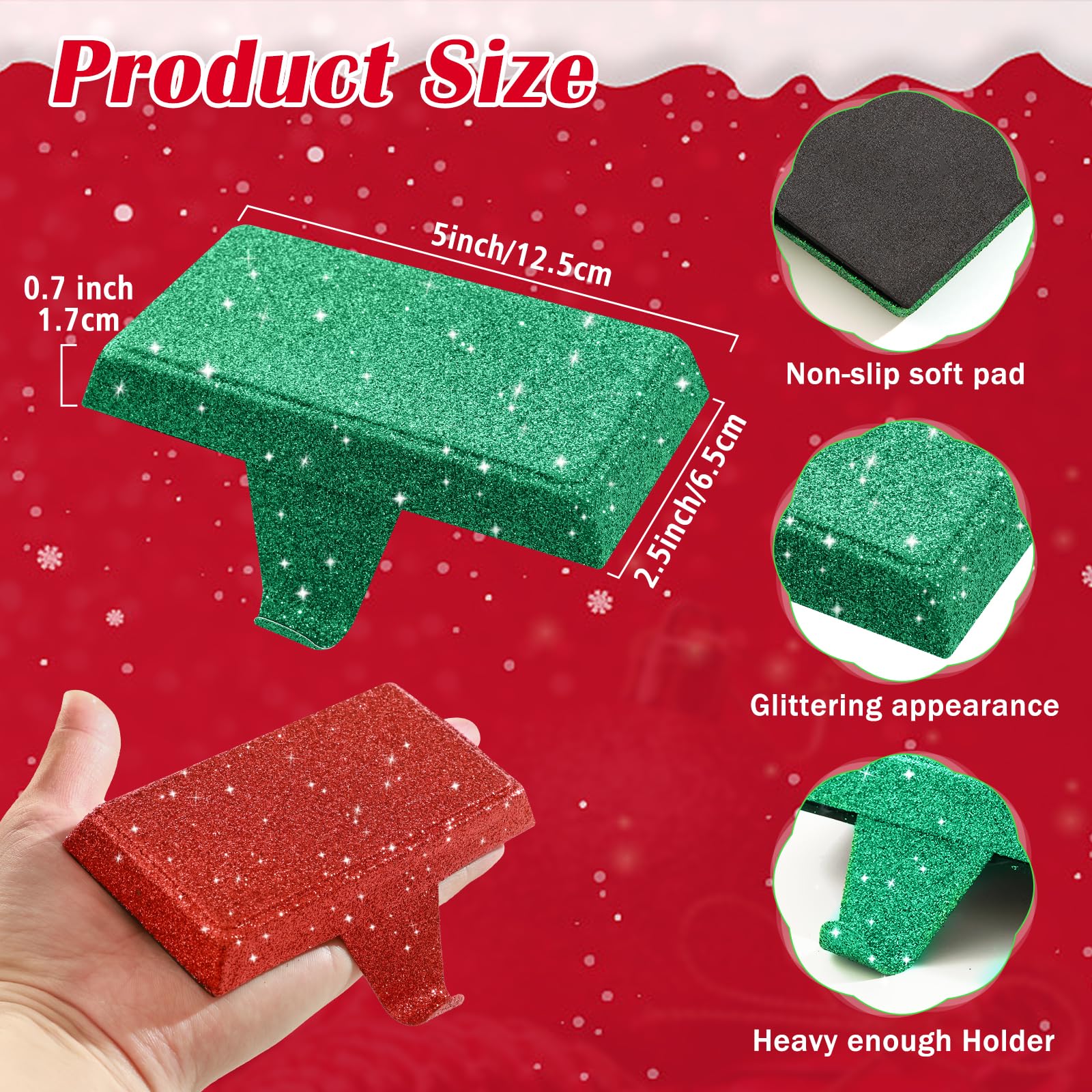 GoClimber Christmas Stocking Holders for Mantle Set of 4, Weighted Stocking Holder Fireplace Stocking Hangers for Xmas Holiday Party Decoration