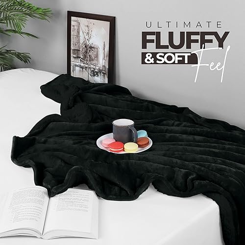 Miniatura 233 de Utopia Bedding - Manta sherpa de tamaño decorativo [negro, 50 x 60 pulgadas], manta reversible de vellón gruesa y cálida de 480 GSM, para cama