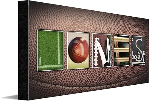 Vista 14 de Personal-Prints - Arte de Nombre de Fútbol - Regalo Personalizado (soporte de bloque de 6.5 x 18 pulgadas)