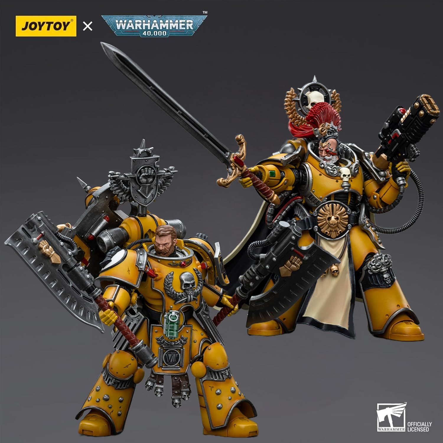 JOYTOY Warhammer 40,000 1/18 Action Figure Imperial Fists Legion Praetor with Power Sword Fafnir Rann 4.96inch Set of 2 Figures Collectible Action Figures Kits