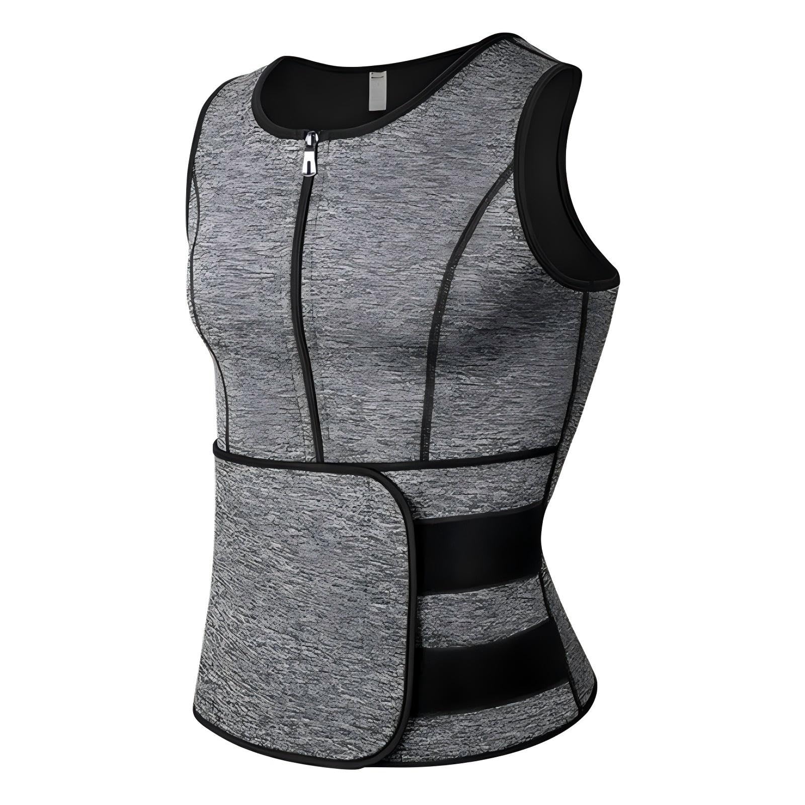 Lengender Men's Grey Neoprene Sauna Sweat Vest For Slimming Sweat Belt Fitenes Sports Tank Top, L