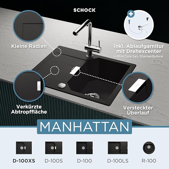 Schock Manhatten D-100XS MAND100XSAGNE Sink nero