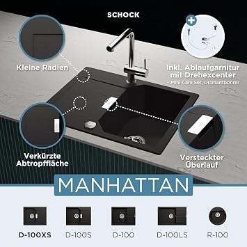 Schock Manhatten D-100XS MAND100XSAGNE Sink nero