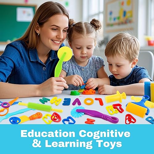 Miniatura 5 de 35 herramientas de masa para niños, accesorios de arcilla con rodillos, cortadores de cartas, rodillo, tijeras de seguridad, cuchillo de plástico