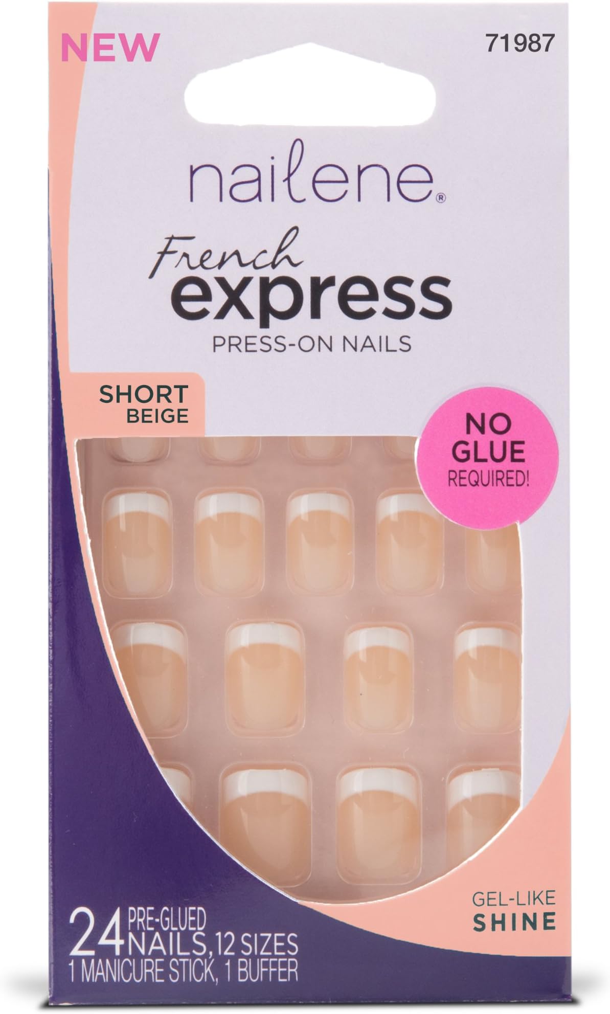 NaileneFrench Express Short Beige Press-On Nails, 71987, 24 count