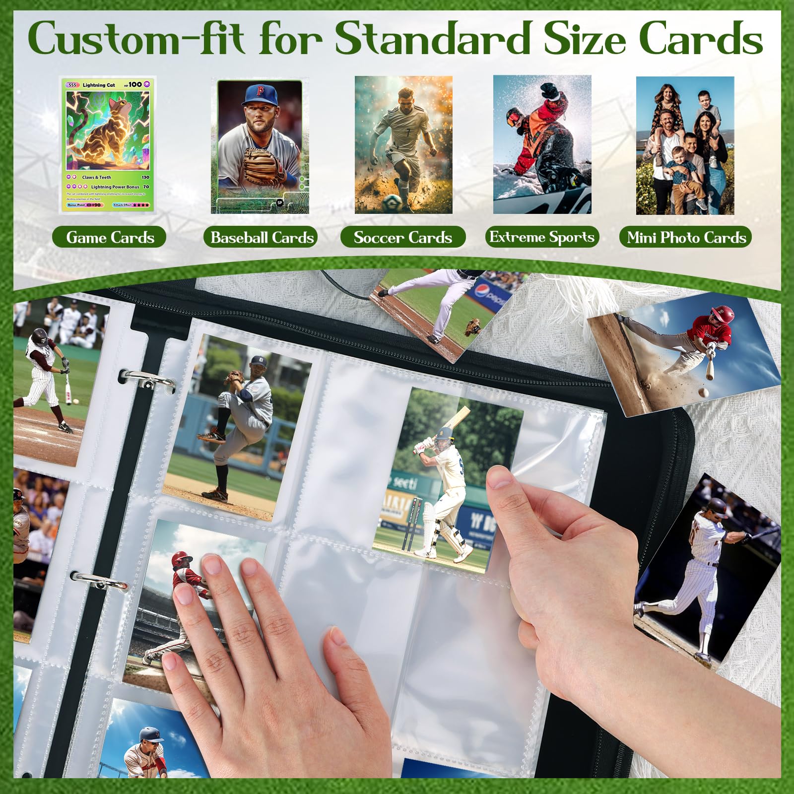 Amazon.com: POKONBOY 9 Pocket Baseball Card Binder for 900 Cards, Trading  Card Binder Collection Album Holder with Sleeves for Football Sports Games  Cards : Toys & Games