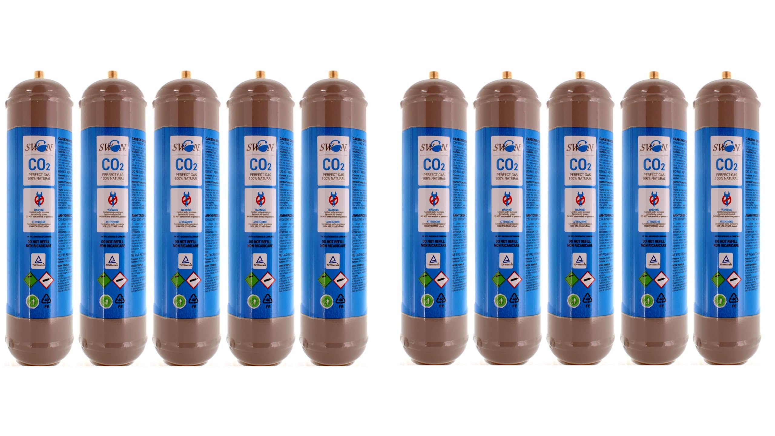 Bombole CO2 600g E290 per Gasatore Acqua Frizzante – Attacco M11x1 Compatibile Universale – Set Risparmio 10 Pezzi - Certificata TUV
