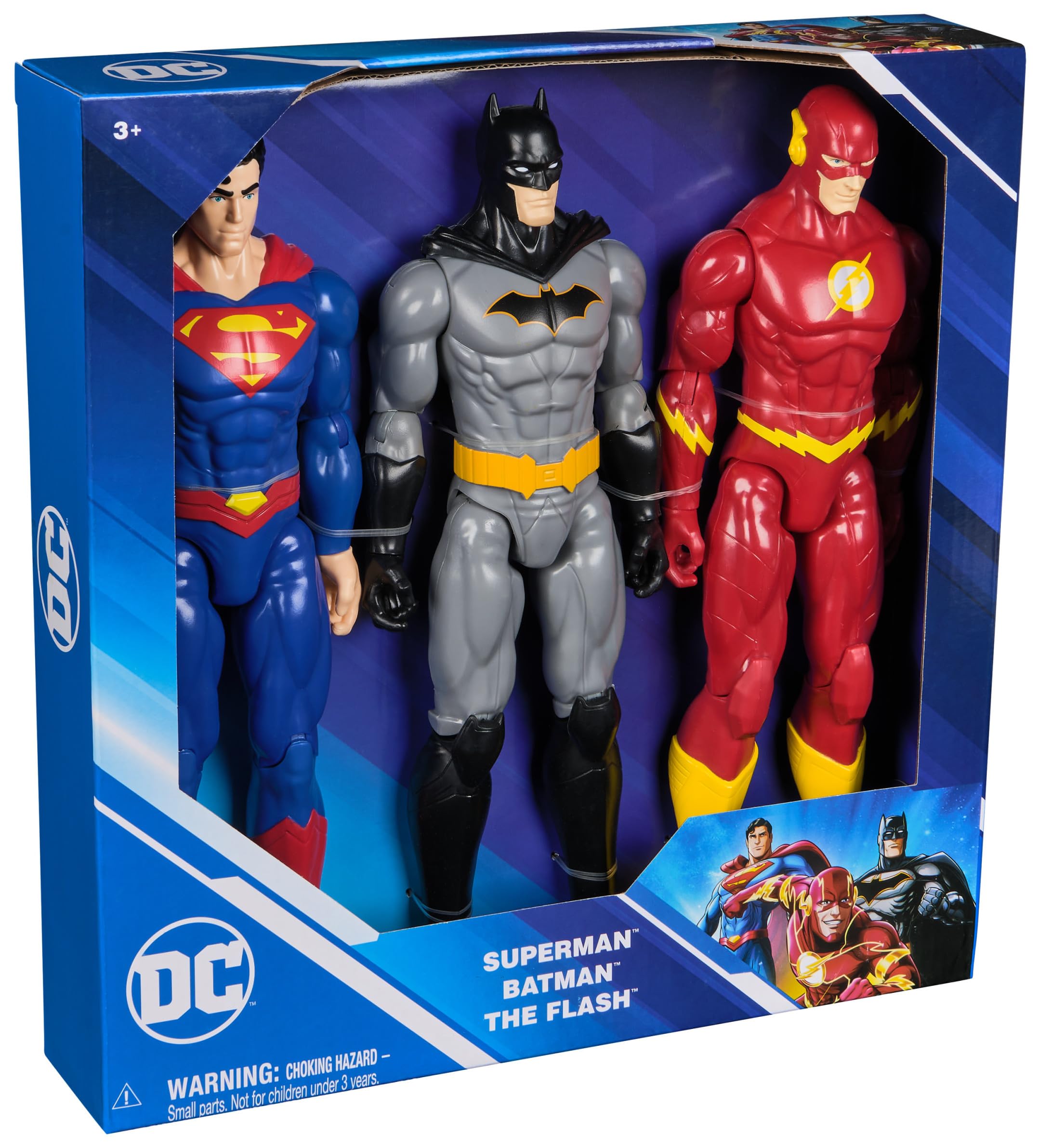 DC Comics, Action figure da 4 pezzi, Superman, The Flash, Shazam!, Aquaman da 10,2 cm, accessori, giocattoli per bambini da 3 anni in su