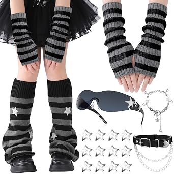 JATEBI Y2k Leg Warmers Arm Warmers for Women Y2K Leg Arm Sleeves