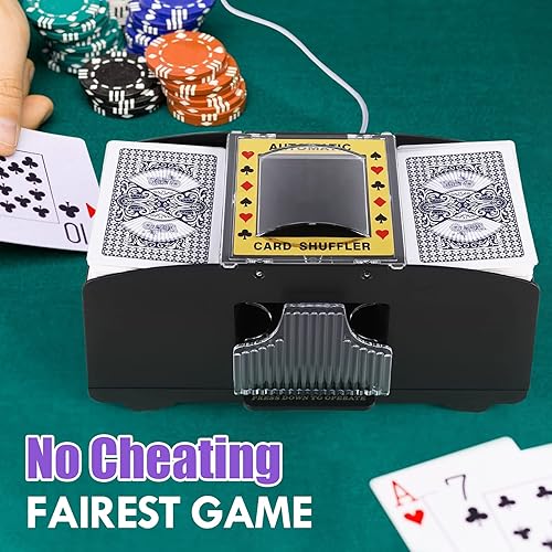 Miniatura 15 de Barajador de cartas automático de 4 barajas, alimentación USB y funciona con pilas, barajador de cartas para ONU, póker, juegos de cartas caseros