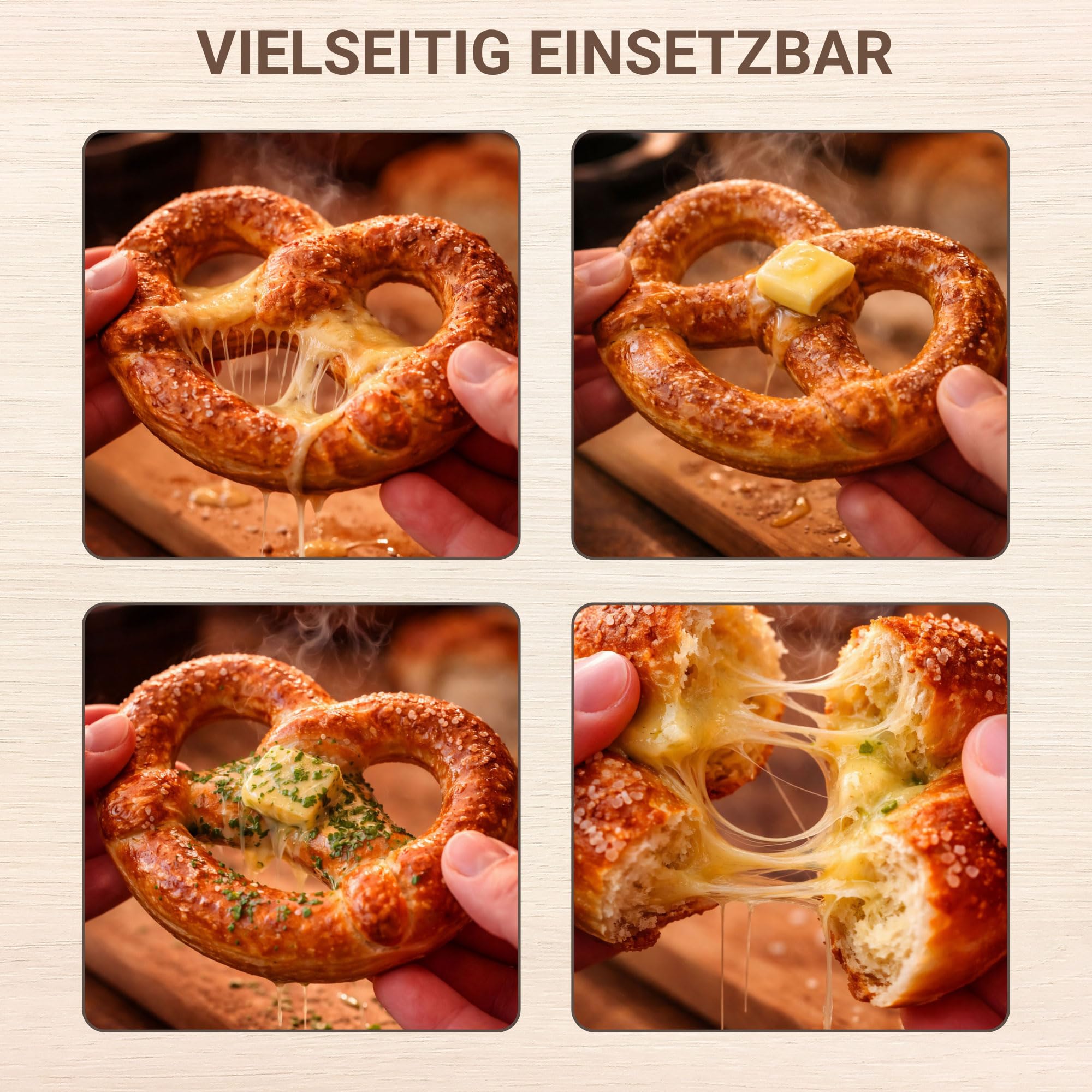 Syntrox Germany SM-1300W-Soft-Brezel Maker mit antihaftbeschichteten Wechselplatten für 2 große Brezeln
