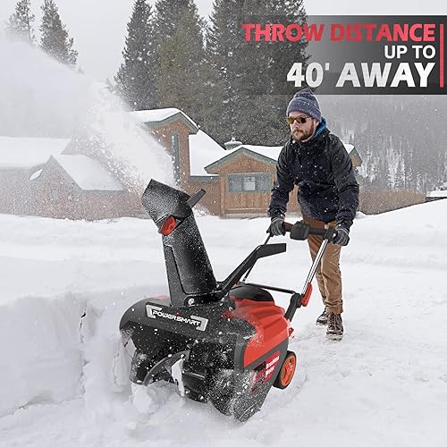 Miniatura 3 de PowerSmart Soplador de nieve inalámbrico de 21 pulgadas con batería y cargador lanzador de nieve de una sola etapa alimentado por batería de 80 V 60